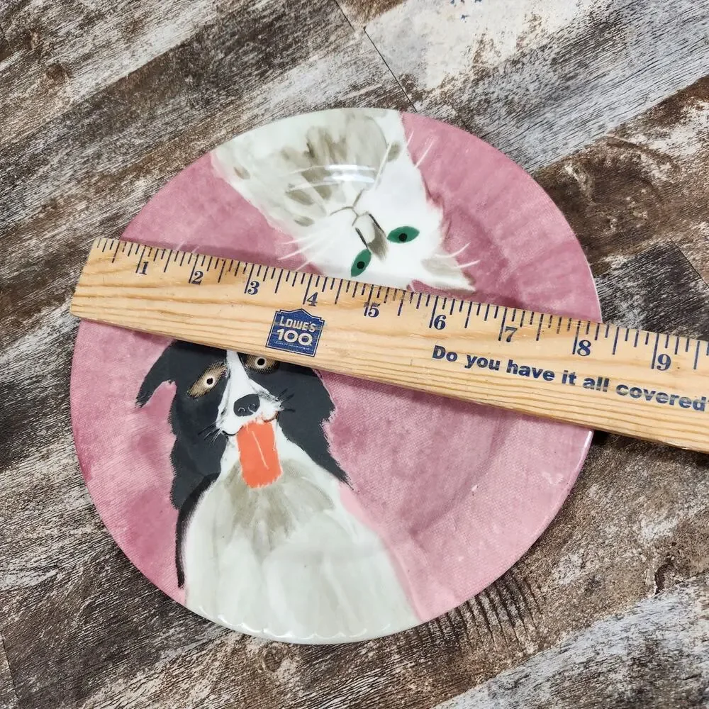 Anthropologie Holly Frean The Farm No.7 Cat Dog Plate 8.5” Whimsical Decor